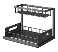 Osmond Organiseur d'évier coulissant à 2 niveaux, multi-usage pour les organiseurs d'évier de cuisine et le rangement