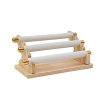 Osmond Présentoir à en bois à 3 niveaux pour bagues, présentoir à en T et organiseur Blanc