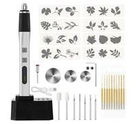 Osmond Stylo de Gravure Rechargeable USB, avec 10 Forets, Pochoirs, Scie et Ensemble de Polissage, Perceuse à Main pour la Fabrication de