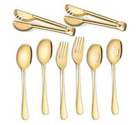 Osmond Ustensiles de Service de Couverts en Acier Inoxydable, Grande CuillèRe de Service pour la Cuisine (Or, 8 PièCes)