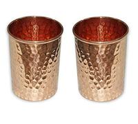 OSNICA 2 pièces de verres en cuivre artisanaux pour l'eau, Inde, verres en cuivre, meilleurs que des verres, plus sûrs que le plastique, capacité 350 ml (Design 01)