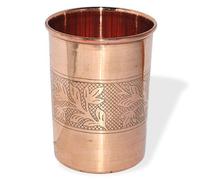 OSNICA 2 Pièces Gobelets en Verre de Cuivre Faits à la Main pour l'Eau Inde Gobelet en Cuivre Meilleur que les Verres, Plus Sûr que le Plastique Capacité 350 Ml (Design 04)