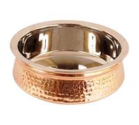 OSNICA Bol de service indien pour céréales, soupe, aliments cuits, plats de service, plats de service en cuivre, acier Handi (20 cm) 1 pièce