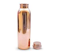 OSNICA Bouteille d'eau de voyage en cuivre 100 % pur - Sans joint - Anti-fuite - Avantages ayurvédiques pour la santé - Bouteille élégante en cuivre de 900 ml (Design 03)