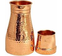 OSNICA Bouteille d'eau de voyage en cuivre 100 % pur - Sans joint - Anti-fuite - Avantages ayurvédiques pour la santé - Bouteille élégante en cuivre de 900 ml (Design 12)