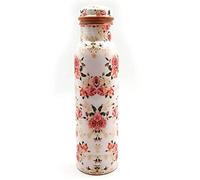 OSNICA Bouteille d'eau de voyage en cuivre 100 % pur - Sans joint - Anti-fuite - Avantages ayurvédiques pour la santé - Bouteille élégante en cuivre de 900 ml (Design 06)