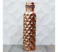 OSNICA Bouteille d'eau en cuivre pour voyageur - Bouteille d'eau 100 % pur en cuivre sans joint - Bienfaits ayurvédiques pour la santé - Bouteille en cuivre élégante - 600 ml (Design 2)