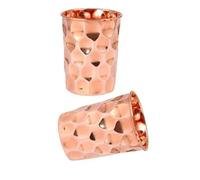 OSNICA Lot de 2 gobelets en verre faits à la main pour eau d'Inde en cuivre mieux que les verres, plus sûrs que le plastique, capacité 350 ml (design 06)