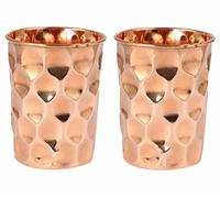 OSNICA Lot de 4 tasses à eau en cuivre ayurvédique pour la guérison Moscow Mule Tasse en cuivre Capacité 350 ml (verre diamanté)