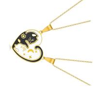 OSNIYAW 1 paire de colliers à pendentif de Couple, peuvent être portés ensemble ou seuls avec breloque chat et blanc en métal pour un élégant à la mode