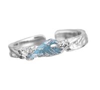 OSNIYAW Bagues d'amour en cuivre avec ouverture réglable, accessoire fait à la main avec thème montagne et mer, cadeau symbolique pour couples, bagues d'anniversaire