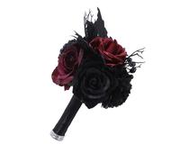 OSNIYAW Bouquet de Mariage Sombre, Gotik Styles Bridal, Gothic Black Red | Bouquet de mariée Gotik, fleurs artificielles pour mariée, demoiselles d ' honneur, orchidées noires et rouges,