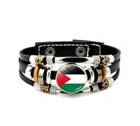 OSNIYAW Bracelets en cuir avec drapeau de la Palestine - Bracelet de perles tissées multicouches pour homme et femme - Accessoires de mode - Drapeaux - Bijoux, taille unique, comme décrit