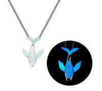 OSNIYAW Collier simple avec pendentif baleine lumineux, chaîne unique qui brille dans le noir, collier tendance en forme d'animaux marins, pendentif en résine pour femme, bijou fantaisie, m, comme