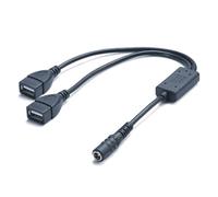 OSNIYAW Convertisseur d'alimentation CC 5,5 x 2,1 mm femelle vers USB femelle DC5 V-25 V vers DC5 V câble abaisseur pour charger plusieurs appareils Processeur USB à courant continu