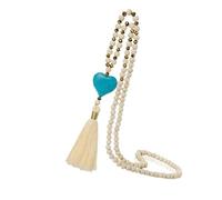 OSNIYAW Joli collier de perles avec breloque cœur turquoise - Accessoires de bijoux pour une tenue décontractée - Collier de perles d'inspiration non conformiste, One Size, Comme décrit, Comme décrit.