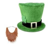 OSNIYAW Kobold Homburg Chapeau de panama vert avec barbe Porkpie Cadeau surprise Costume de vacances Accessoire Haut Vert Costume pour homme