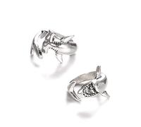 OSNIYAW Lot de 2 bagues style punk, blanc et requin martelé, ouverture réglable, bague en métal, bijoux pour homme et femme, bague de cheville rétro, créative réglable, ouverte, élégante, fête de