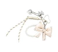 OSNIYAW Perles artificielles, nœuds, embellissement, sacs, pendentifs, porte-clés, corde, porte-clés pour femme, complète différents styles de breloques pour femme, blanc