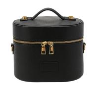 OSNIYAW Trousse de maquillage ovale élégante avec séparateurs amovibles et sangle réglable pour pinceaux de maquillage, sac indispensable au quotidien avec bandoulière réglable, Noir