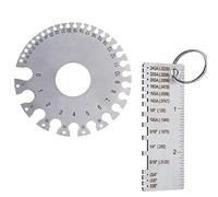 OSOF 2 Pack Stainless Steel Welding Gauge, Metal Welding Gage Plated Size Inspection Tool, Wire Sizes Thickness Gauge + Round Dual-Sided Wire Cable Sheet Gage Standard Thickness Metal Gauge AWG and SA