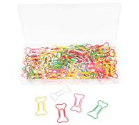 OSOLADY 100 Pièces Ensemble Créatif de Clips de Signet en Métal Forme Os Colorés Boîte de Rangement, pour Bureau et École, Utilisation Polyvalente pour Marquer Notes
