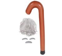 OSOLADY 1ensemble Cosplay Halloween Perruque Et Barbe De Professeur Ancien Avec Canne Gonflable Pour Fête Et Jeux De Rôle