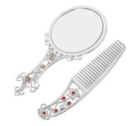 OSOLADY 1ensemble Miroir De Maquillage Portable Rétro Élégant avec Peigne Compact De Miroir Cosmétiques Miniature pour Filles Et Professionnels