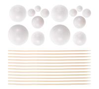 OSOLADY 2 kits de maquettes planétaires | 7 boules de polystyrène vierges de différentes tailles avec tiges de bambou de 25 cm | Kit scientifique sur le système solaire pour enfants