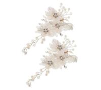 OSOLADY 2 Pièces Bride Flower Hair Clips With Pearl Rhinestone Floral Wedding Hairpins For Bridesmaids And Bridal Updos Elegant Bridal Hair Barrettes For Women