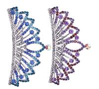 OSOLADY 2 Pièces couronne de filles peigne de filles Diadème en strass avec peigne à cheveux mariée brillante accessoire cheveux mariée bandeau e à couronne pour enfants Blue