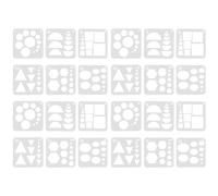 OSOLADY 24 gabarits de formes géométriques - Gabarits en plastique pour dessin technique, conception de bâtiments, fournitures scolaires et de bureau : cercle, carré, triangle, demi-cercle,