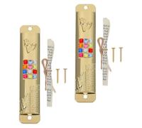 OSOLADY 2ensembles Lot de Mezouzahs Métal avec Parchemin Authentique Décoration pour Porte Juive Symboles Juifs Cadeau Religieux pour Protection et Bénédiction Foyer