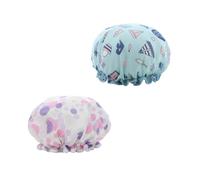 OSOLADY 2pcs Bonnets de Imperméables en Eva à Double Couche, Légers et Résistants à L'eau, Design Imprimé Satin pour Femmes