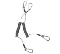 OSOLADY 2pcs Cordon Rétractable en Acier Inoxydable avec Mousqueton, Lanière de Pêche Spiralée Extensible, Accessoire Bateau pour Sports de Plein Air