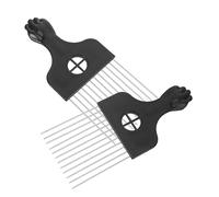 OSOLADY 2pièces Peigne Afro Acier Inoxydable Avec Manche Ergonomique Lot De Peignes Pick Pour Coiffage Et Rehaussement Pour Cheveux Longs Épais Et Bouclés Usage Mixte Homme Femme