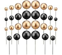 OSOLADY 30 Pcs Boules Décoratives en Métal pour Gâteaux et Cupcakes, Pièces de Décoration Élégantes et Faciles à Installer pour Anniversaires et Noël