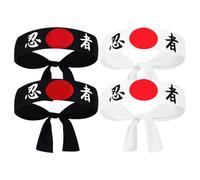 OSOLADY 4 Pièces Foulard à Imprimé Ninja Bandeau d'exercice Sangle De Tête De Karaté Bandeau Bushido Bandeau Athlétique Bandeau Enfant Karaté Bandeau De Polyester