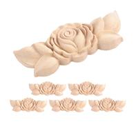 OSOLADY 6 Pièces Applique en Bois Sculpté Décorative pour Meubles, Incrustation D'angle Petite Fleur en Bois, Facile à Installer, Résistante la Décoloration, pour Portes D'armoires