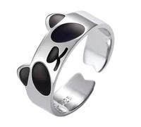 OSOLADY Bague Panda en Cuivre Noir Émail, Anneau Ouvert Réglable Confortable, Design Unique et Élégant pour Présent Homme ou Femme