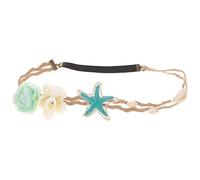 OSOLADY Bandeau Cheveux Femme Étoile de Mer Naturel Perle, Accessoire Vacances Plage, Serrage-tête Léger en Corde de Jute, Bandeau Décoratif Ajustable, 1 Pièce