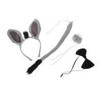 OSOLADY Bandeau de Costume D’âne 4 Pièces Oreilles, Queue et Nez, Accessoire Déguisement Léger et Souple, Décoration de Nez D’âne pour Fêtes, Halloween et Théâtre, Matériel Doux