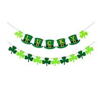 OSOLADY Bannières Murales en Feutre Vert Motifs Trèfle et Chapeau pour Décoration de Fête à Thème Saint Patrick, Légères et Faciles à Ranger, 1 Set Décoratif