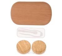 OSOLADY Boîte à lentilles de Contact compacte avec Grain de Bois, équipée d'un Petit Miroir et d’Une Ventouse, Bonne étanchéité, conçue pour Usage