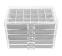 OSOLADY Boîte de Collection de Roches Transparente en Acrylique Vitrine à 90 Compartiments Modulables 5 Étages Gris Doublure Velours Organisateur de Rangement pour Cristaux et Pierres