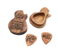 OSOLADY Boîte de Rangement en Bois Massif Forme Guitare pour Médiators, Léger et Pratique, Ensemble 3 Pièces pour Accessoires Guitare et Ukulélé