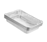 OSOLADY Boîtes en Papier D'aluminium Épaisses Résistantes à Haute Température pour Barbecue Extérieur Argentées 10pcs Capacité 2350ml, pour Crevettes et Poissons
