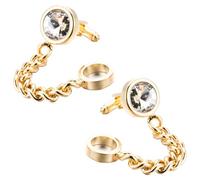 OSOLADY Boutons de Manchette Style Chic et Simple en Cuivre pour Hommes Dorés avec Pierre Blanche et Chaîne Légère pour Fêtes et Présents Romantiques