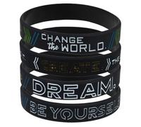 OSOLADY Bracelet de Motivation Noir 4 Pièces en Silicone pour Ados