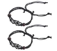 OSOLADY Bracelet Tressé Noir en Corde Cirée Extensible, Cage Vide pour Pierres, Support Ajustable pour Bijoux Personnalisables, pour Fêtes et Rendez-
